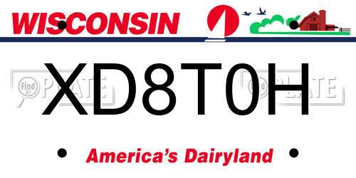 XD8T0H Wisconsin License Plate