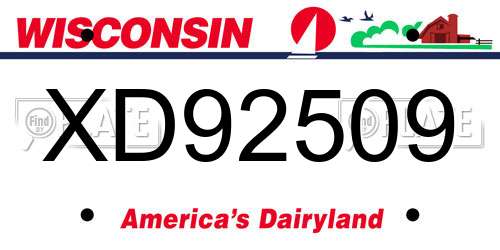 XD92509 Wisconsin License Plate