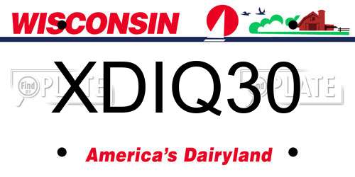 XDIQ30 Wisconsin License Plate