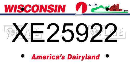 XE25922 Wisconsin License Plate