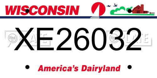 XE26032 Wisconsin License Plate