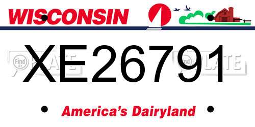 XE26791 Wisconsin License Plate