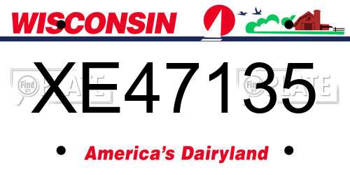 XE47135 Wisconsin License Plate