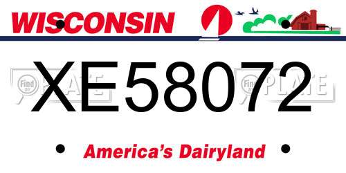 XE58072 Wisconsin License Plate