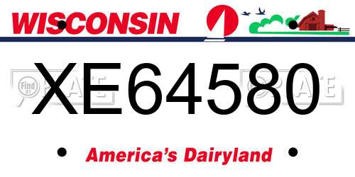 XE64580 Wisconsin License Plate