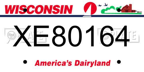 XE80164 Wisconsin License Plate