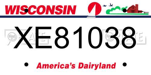 XE81038 Wisconsin License Plate