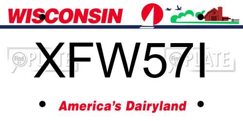 XFW57I Wisconsin License Plate