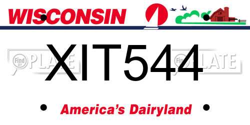 XIT544 Wisconsin License Plate