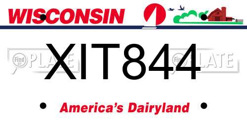 XIT844 Wisconsin License Plate