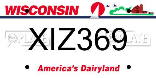 XIZ369 Wisconsin License Plate