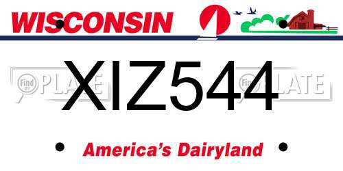 XIZ544 Wisconsin License Plate
