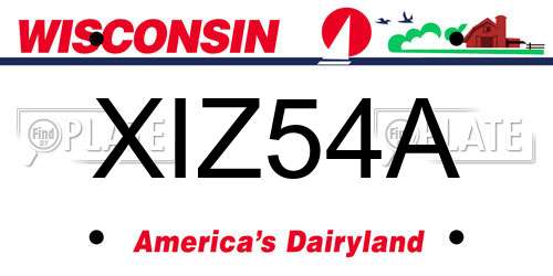 XIZ54A Wisconsin License Plate