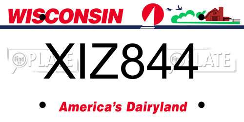 XIZ844 Wisconsin License Plate