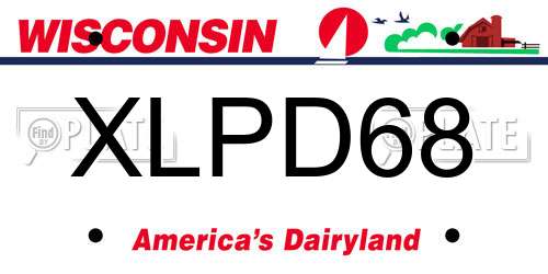 XLPD68 Wisconsin License Plate