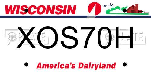 XOS70H Wisconsin License Plate