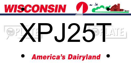 XPJ25T Wisconsin License Plate