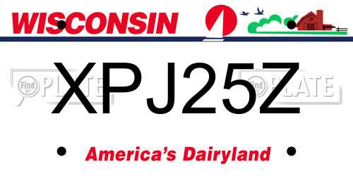 XPJ25Z Wisconsin License Plate