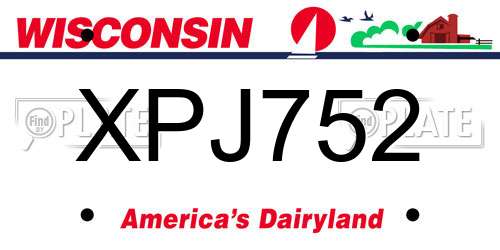 XPJ752 Wisconsin License Plate
