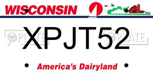 XPJT52 Wisconsin License Plate