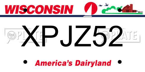 XPJZ52 Wisconsin License Plate