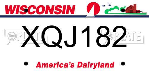 XQJ182 Wisconsin License Plate