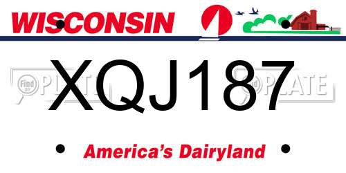 XQJ187 Wisconsin License Plate
