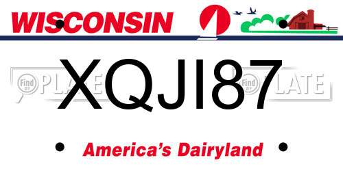 XQJI87 Wisconsin License Plate