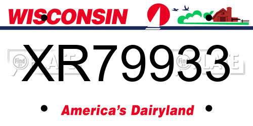 XR79933 Wisconsin License Plate
