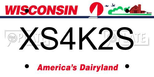 XS4K2S Wisconsin License Plate