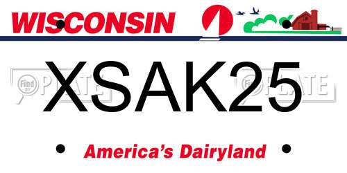 XSAK25 Wisconsin License Plate