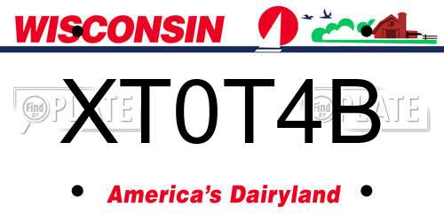 XT0T4B Wisconsin License Plate
