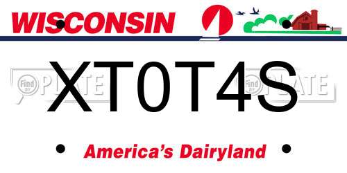 XT0T4S Wisconsin License Plate