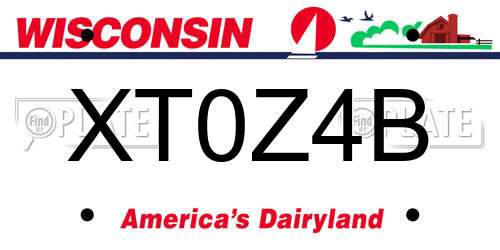 XT0Z4B Wisconsin License Plate