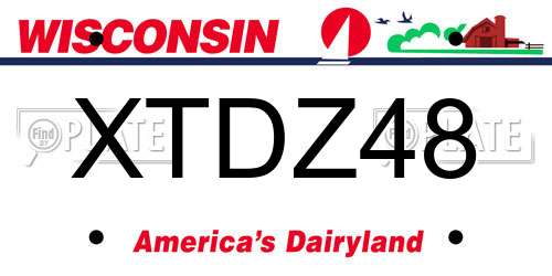 XTDZ48 Wisconsin License Plate