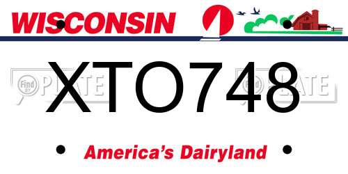 XTO748 Wisconsin License Plate