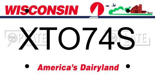 XTO74S Wisconsin License Plate