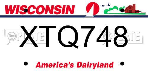 XTQ748 Wisconsin License Plate