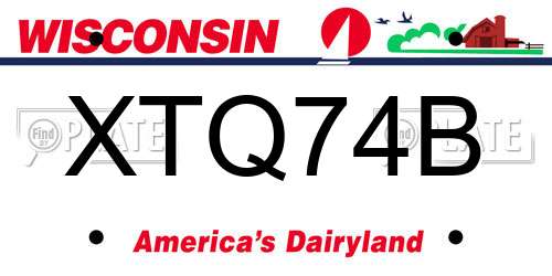 XTQ74B Wisconsin License Plate