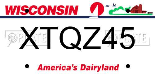XTQZ45 Wisconsin License Plate