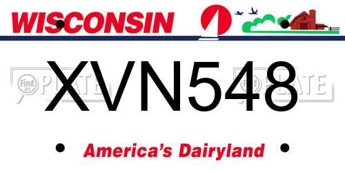 XVN548 Wisconsin License Plate