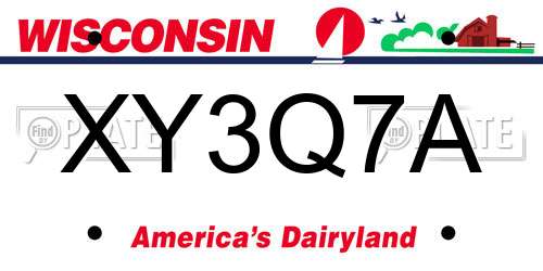 XY3Q7A Wisconsin License Plate