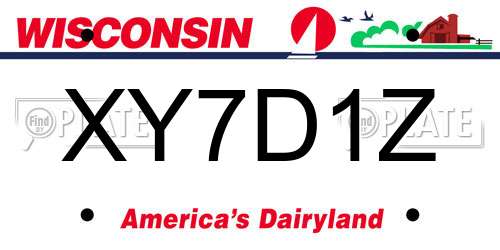 XY7D1Z Wisconsin License Plate