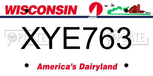 XYE763 Wisconsin License Plate