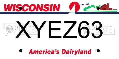 XYEZ63 Wisconsin License Plate
