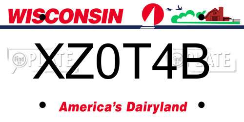XZ0T4B Wisconsin License Plate