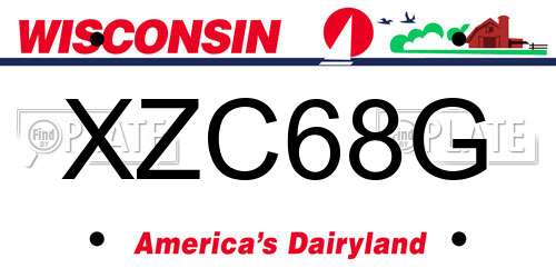 XZC68G Wisconsin License Plate