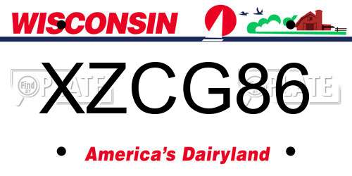 XZCG86 Wisconsin License Plate