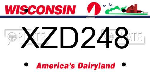 XZD248 Wisconsin License Plate