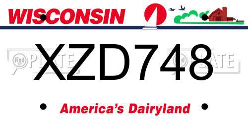 XZD748 Wisconsin License Plate